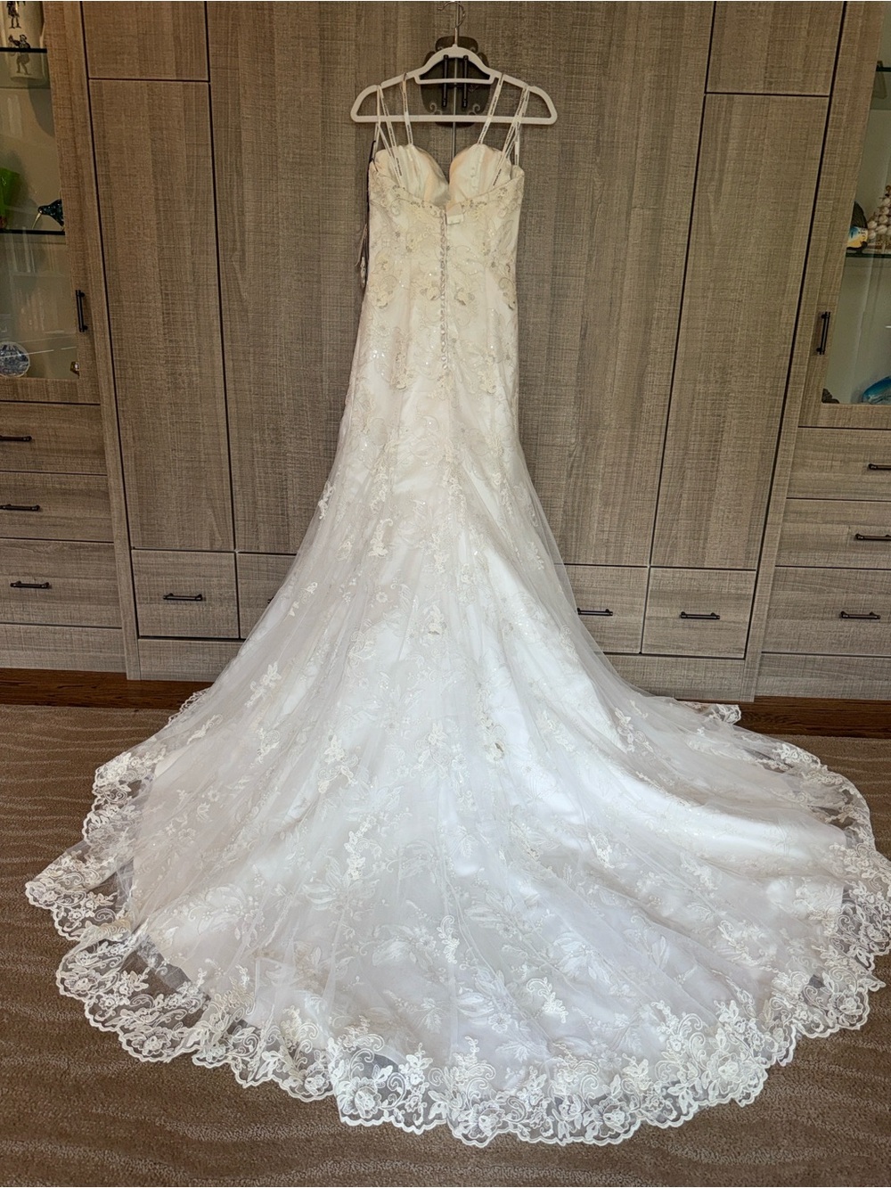 Justin Alexander Lace Mermaid Dress Featuring a Sweetheart Neckline